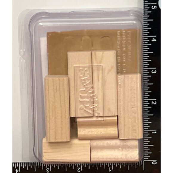 STAMPIN' UP! 113754 REALLY RETRO Wood Mount Rubber Stamp set of 7 PHRASES WORDS - Picture 2 of 3